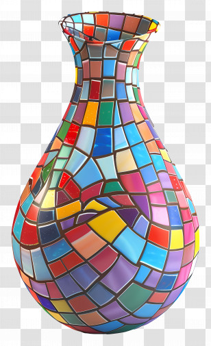 Mosaic Vase - Colorful Stained Glass Mosaic Vase Transparent PNG