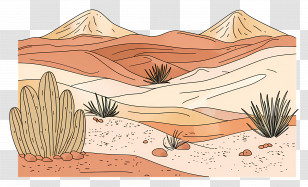 Desert - Desert Landscape Illustration With Sand Dunes Transparent PNG