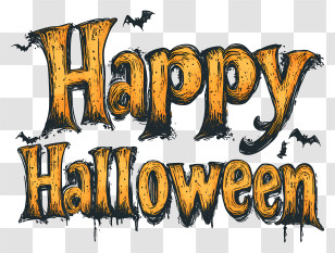 Happy Halloween Text - Happy Halloween Text With Bats Transparent PNG