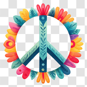 Mandala Peace Symbol - Peace Symbol With Colorful Floral Design Transparent PNG