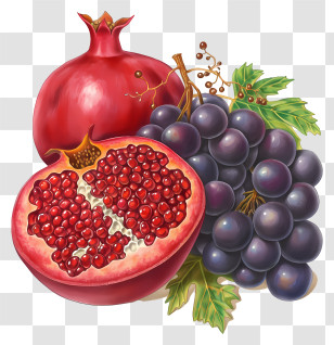 Pomegranate And Grapes - Pomegranate And Grapes Transparent PNG