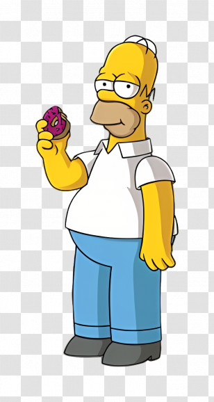Homer Simpson - Yellow Cartoon Man With Donut Transparent PNG