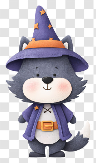 Werewolf In Witch Outfit - Adorable Wolf Wizard In Purple Robe Transparent PNG