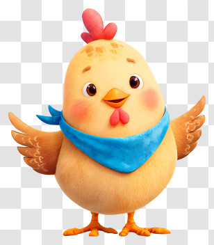 Kawaii Chicken - Cute Yellow Chick With Blue Scarf Transparent PNG