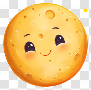 Cute Moon - Cute Smiling Yellow Moon Face Illustration Transparent PNG