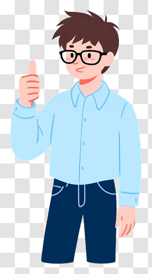 Boy Giving Thumbs Up - Boy With Glasses Giving Thumbs Up Transparent PNG