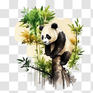 Watercolor Panda
 - Watercolor Panda In Bamboo Forest Transparent PNG