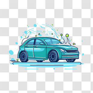 Car Wash - Blue Car Wash Illustration With Bubbles Transparent PNG