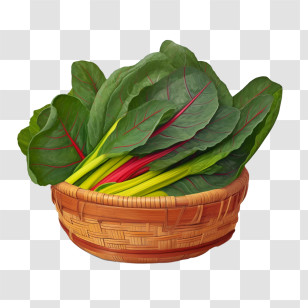 Swiss Chard
 - Basket Filled With Fresh Green Leaves Transparent PNG