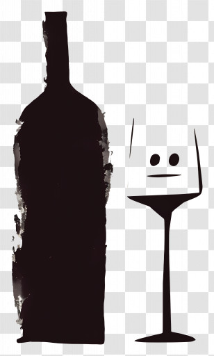 Wine Bottle And Glass - Wine Bottle And Glass Silhouette Transparent PNG