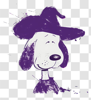 Snoopy - Dog Cartoon In Witch Hat For Halloween Transparent PNG