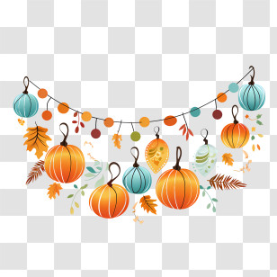 Thanksgiving - Autumn Pumpkin Garland Transparent PNG