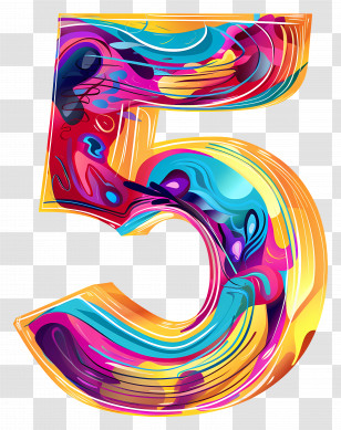 Number 5 - Colorful Patterned Number 5 PNG