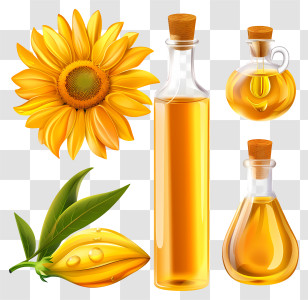 Sunflower Oil - Sunflower Oil Bottles And Flower Transparent PNG