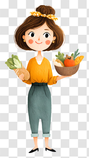 Woman Holding Food - Woman Holding Vegetables Transparent PNG