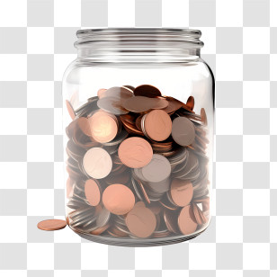 World Thrift Day - Jar Of Coins Representing Savings Concept Transparent PNG