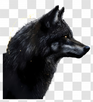 Fantasy Wolf - Black Wolf Profile Illustration Transparent PNG