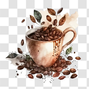 Coffee Beans
 - Artistic Coffee Cup With Beans And Leaves Transparent PNG