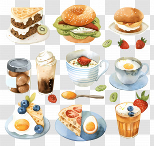 Breakfast - Delicious Breakfast Food Items Transparent PNG