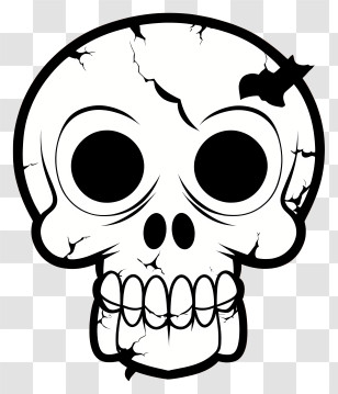 Icon - Cartoon Skull With Cracks And Bat Details Transparent PNG