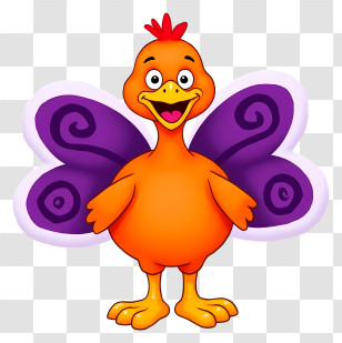 Cartoon Turkey - Playful Cartoon Bird With Wings Transparent PNG