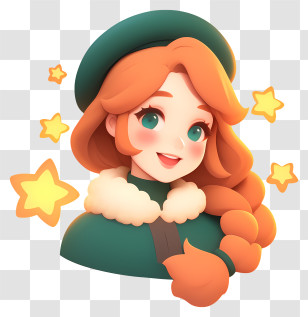 Cute Christmas Girl - Smiling Girl With Braided Hair Transparent PNG