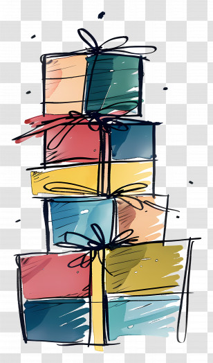Stack Of Colorful Gift Boxes - Artistic Stack Of Colorful Gift Boxes Transparent PNG