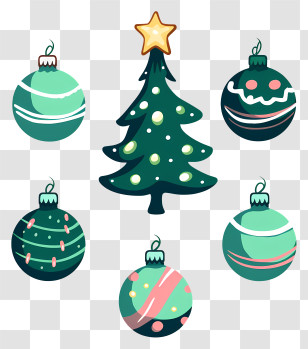 Christmas Ornaments - Decorated Christmas Tree With Ornaments Transparent PNG