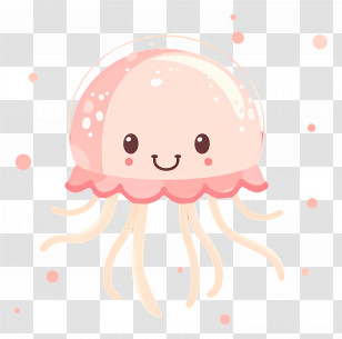 Jelly Fish - Cute Jellyfish Cartoon Illustration Transparent PNG