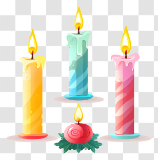 Candles - Decorative Colorful Candles Illustration Transparent PNG