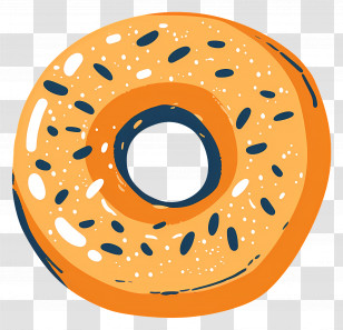 Bagel Illustration - Artistic Bagel With Sesame Illustration Transparent PNG