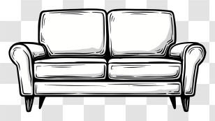 Sofa Outline - Classic Couch Illustration For Interior Design Transparent PNG