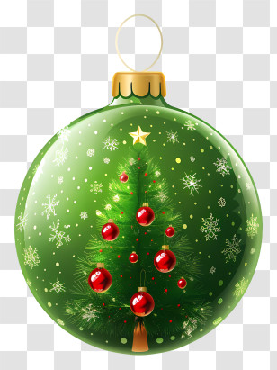 Christmas Tree Ball - Festive Green Christmas Ornament With Decoration Transparent PNG