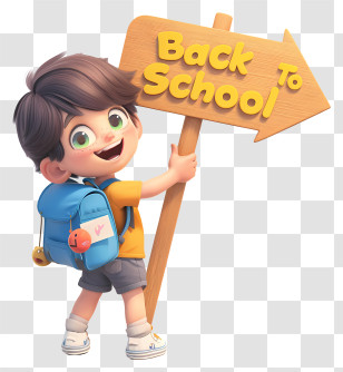 3d Cute Back To School - Back To School Boy With Blue Backpack Transparent PNG