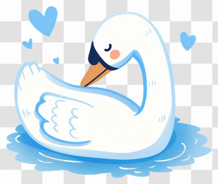 Swan Swimming - White Swan In Water With Heart Designs Transparent PNG