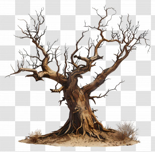 Dry Tree - Illustration Of A Dead Tree With Bare Branches Transparent PNG