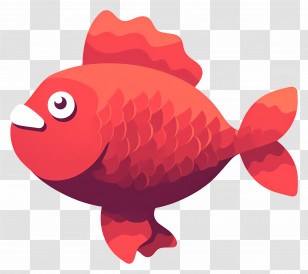 Red Fish - Bright Red Cartoon Fish Character Transparent PNG