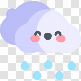 Raining Cloud - Cute Rain Cloud With Drops Transparent PNG