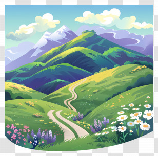Nature Background - Green Hills And Path Transparent PNG