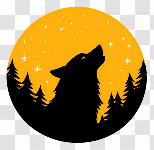 Wolf Head - Wolf Howling At The Moon Transparent PNG