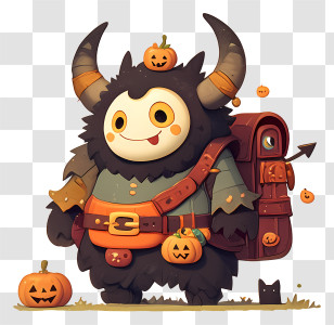 Happy Halloween Monster - Cute Monster Carrying Pumpkins Transparent PNG