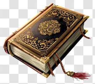 Realistic Holy Book Of Koran - Ornate Antique Book With Gold Detailing Transparent PNG