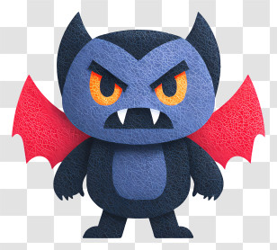 Angry Vampire Monster - Cartoon Bat With Red Wings Transparent PNG