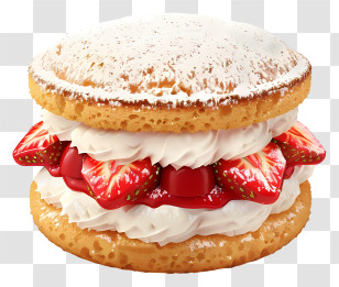 Classic Victoria Sandwich - Delicious Strawberry Shortcake With Cream Transparent PNG