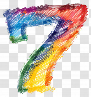 Number 7 - Artistic Rainbow Colored Number 7 Transparent PNG