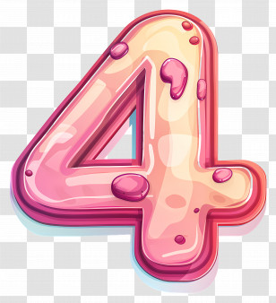 Number 4 - Pink Cartoon Number 4 Transparent PNG