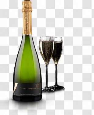 Champagne Sparkling Wine White Bottle - Glass Transparent PNG