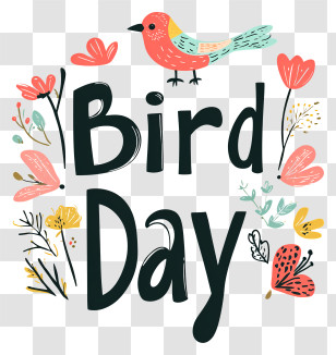 Bird Day Poster - Colorful Bird Day Celebration Text Transparent PNG