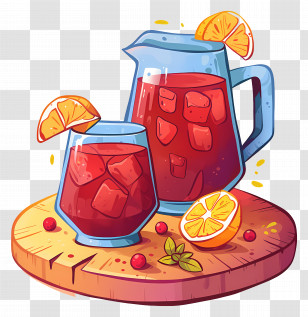 National Sangria Day - Illustration Of Refreshing Juice In Pitcher And Glass Transparent PNG