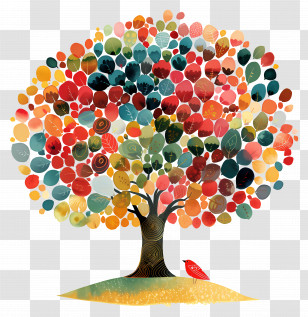 Tree Of Life - Colorful Artistic Tree Illustration Transparent PNG